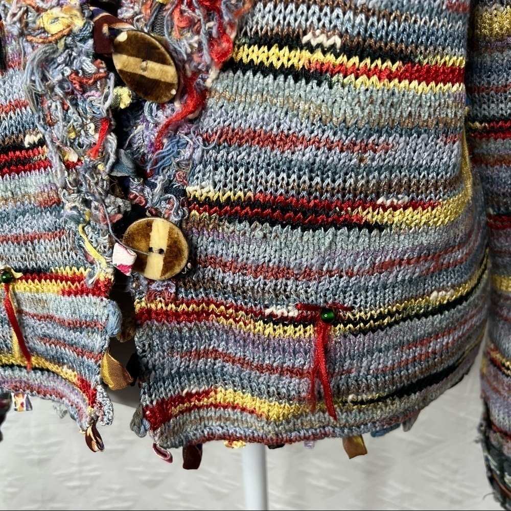 Sandy Starkman Women's  Multi Color Button Down Sweater Knitted Jacket - Picture 6 of 10